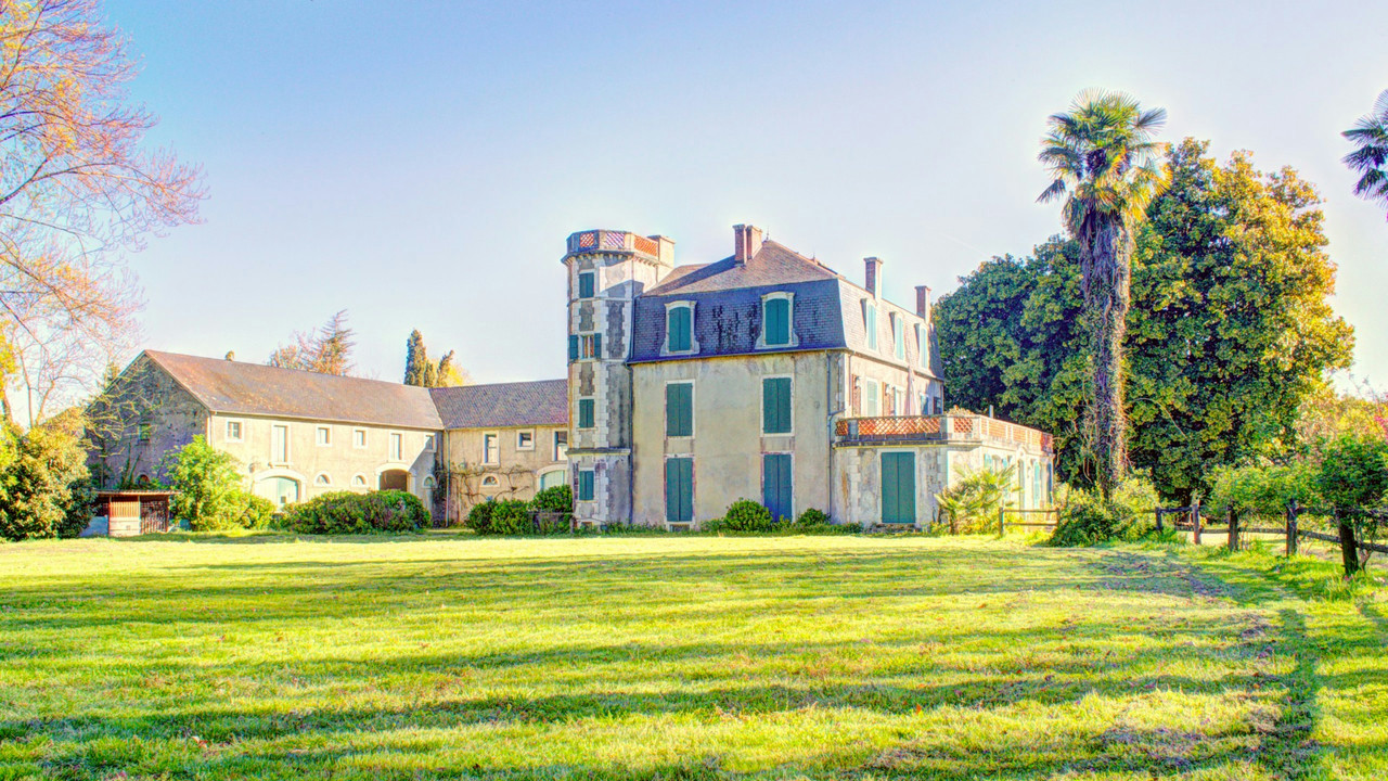 Unique 19th-Century Château near Pau with Gîte, Cottage to Renovate, Pool, 1.5 Hectares, and Views