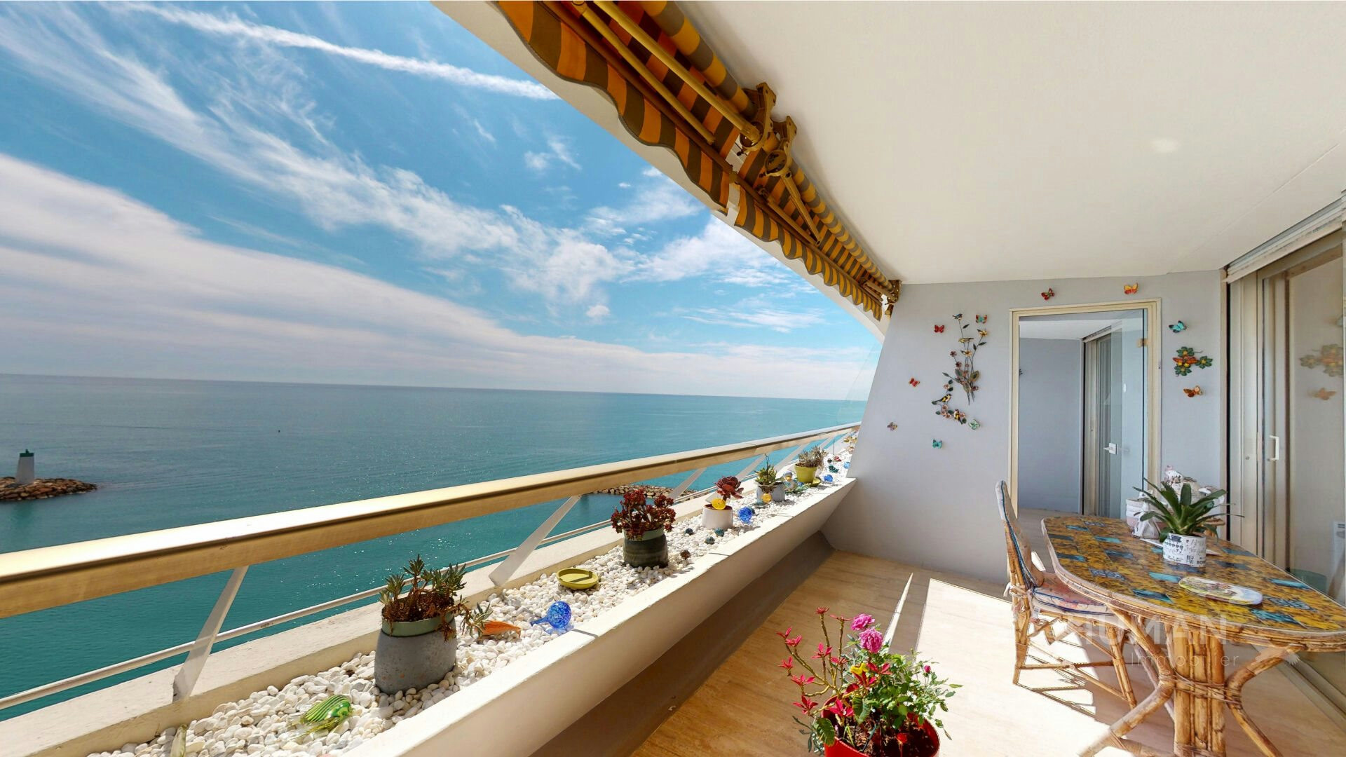 Marina Baie des Anges 4/5 room apartment with panoramic sea view, terrace, and storage unit