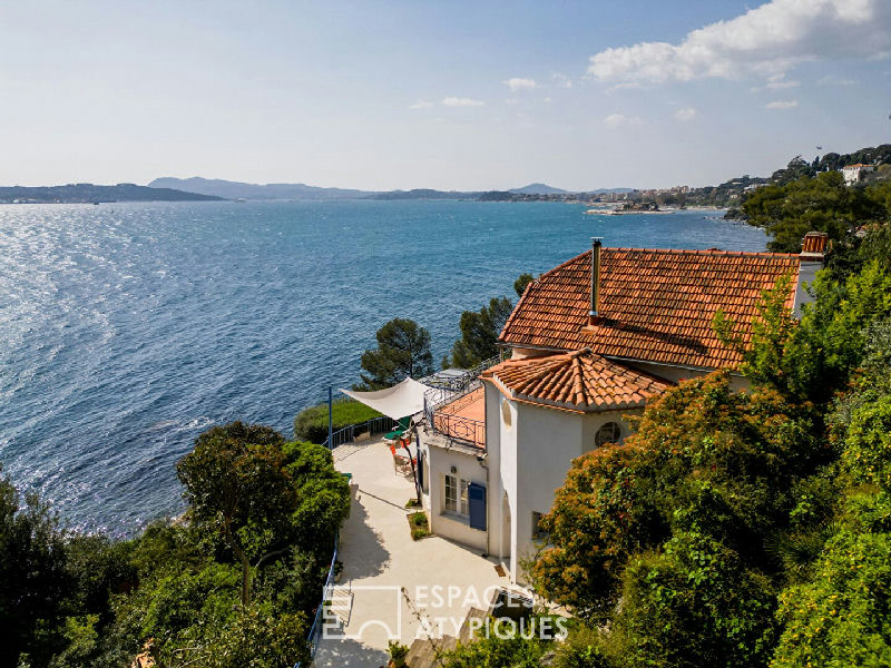 1930s villa, balcony overlooking the sea with direct access to a secluded cove